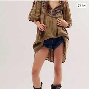 Free People Brown Embroidered Dress